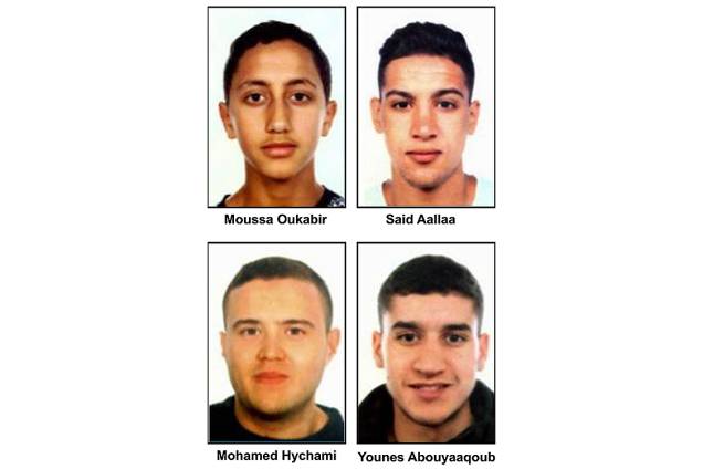 A polícia da Espanha liberou fotos de quatro suspeitos do atentado