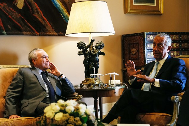 Presidente Michel Temer é recebido pelo presidente de Portugal, Marcelo Rebelo de Sousa, em Lisboa - 30/08/2017