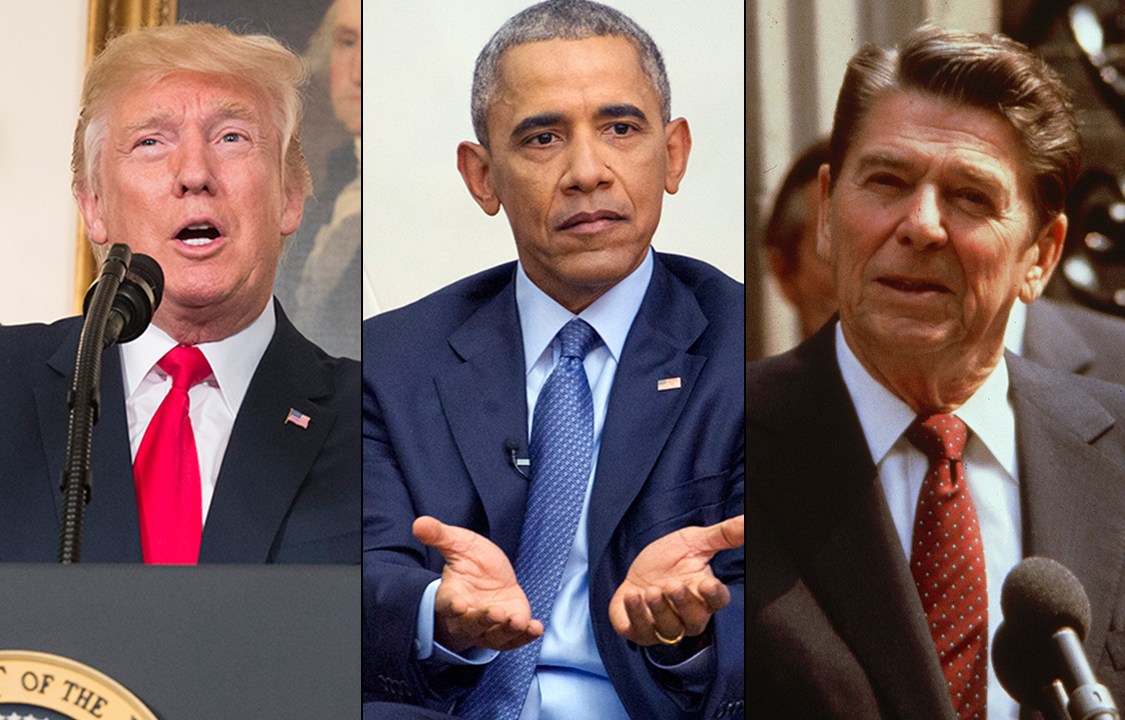 Donald Trump, Barack Obama e Ronald Reagan