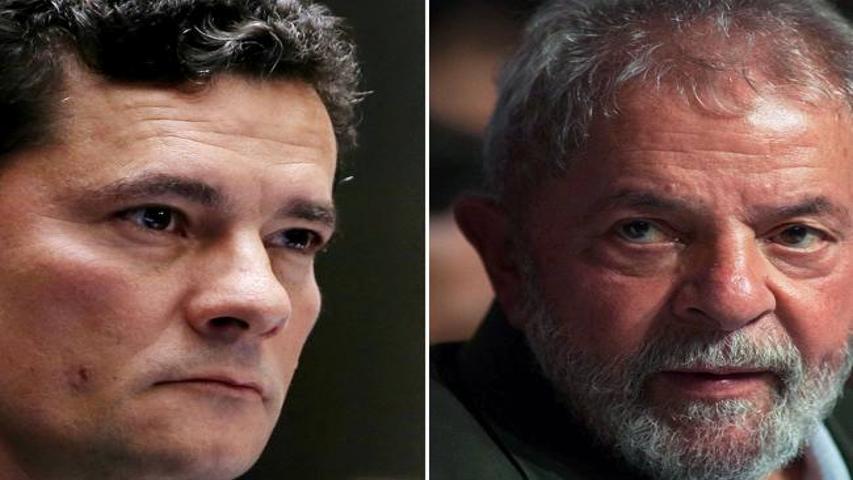 Íntegra da prisão de Luiz Inácio Lula da Silva. Na imagem: A esquerda Sérgio Moro de perfil, a direita Lula de perfil.