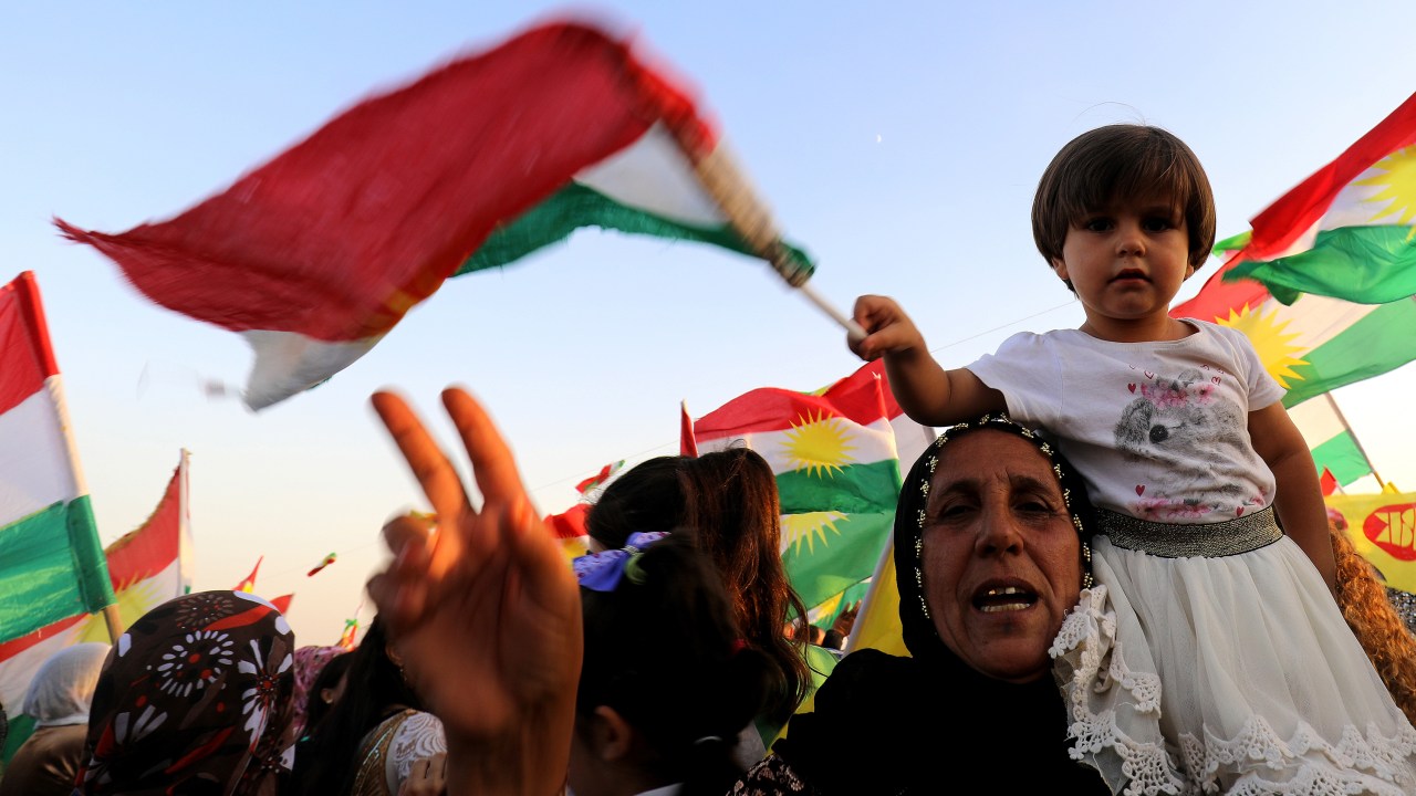 Reunião em apoio ao referendo da independência curda
