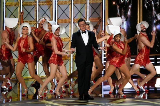 O apresentador Stephen Colbert durante a premiação do 69º premiação Emmy Awards, em Los Angeles - 17/09/2017