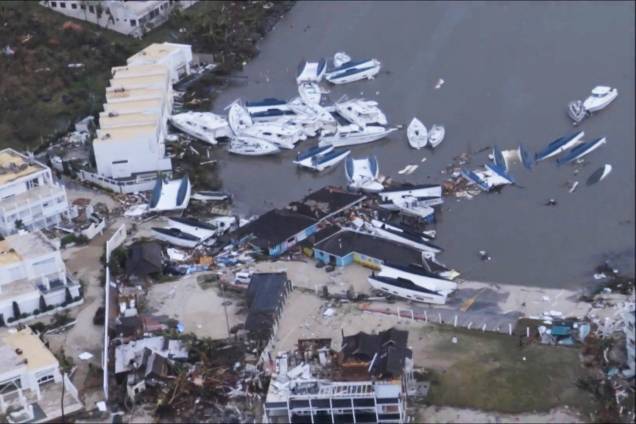 Destruição na Ilha de Saint Martin, no Caribe, após passagem do Irma - 07/06/2017