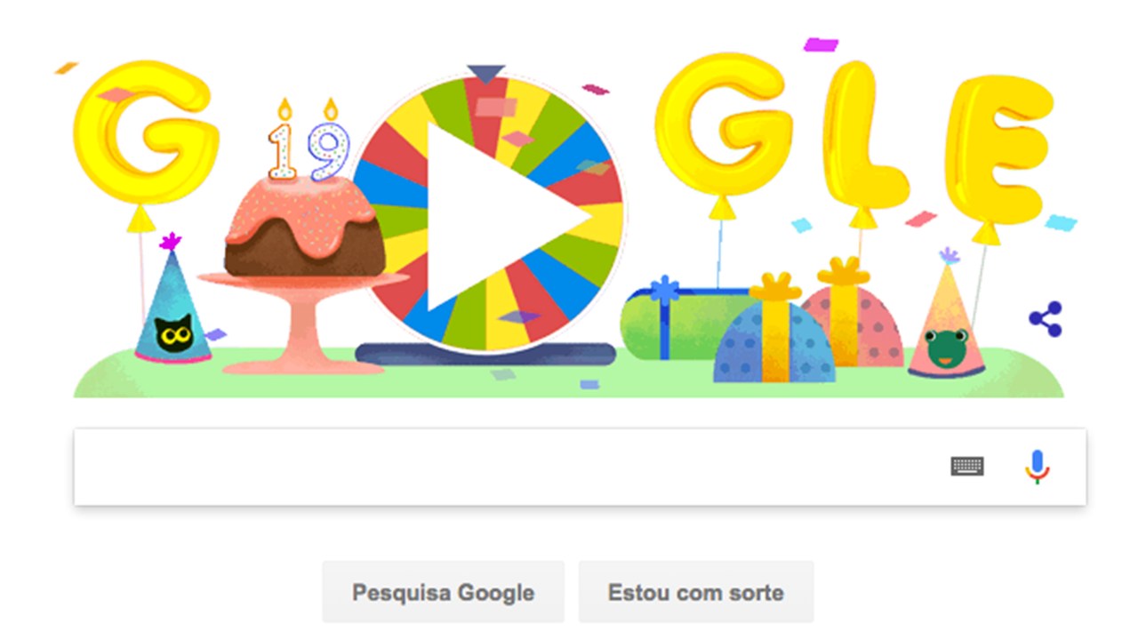 Roda de surpresas de aniversário do Google