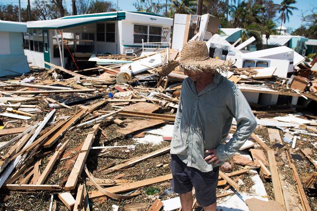 Casas danificadas após a passagem do furacão Irma pela região de Islamorada, na Flórida (EUA) - 12/09/2017