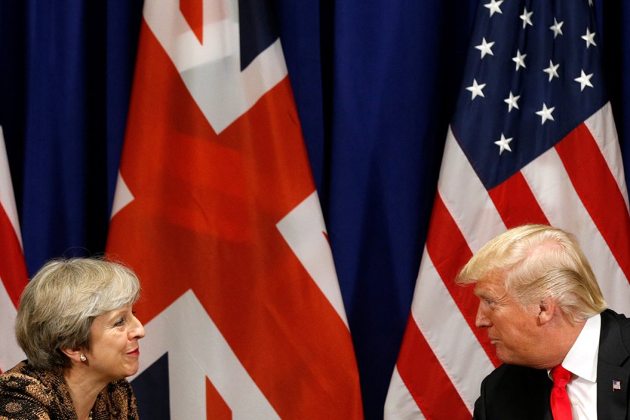 Presidente dos Estados Unidos, Donald Trump, e premiê da Inglaterra, Theresa May, durante Assembleia Geral, em Nova York - 20/09/2017
