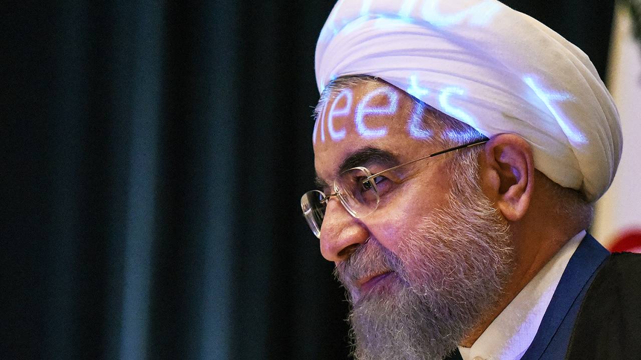 O presidente do Irã, Hassan Rouhani discursando na ONU - 20/09/2017