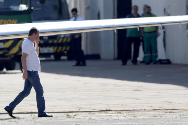 O empresário Joesley Batista desembarca no hangar da Polícia Federal, em Brasília - 11/09/2017