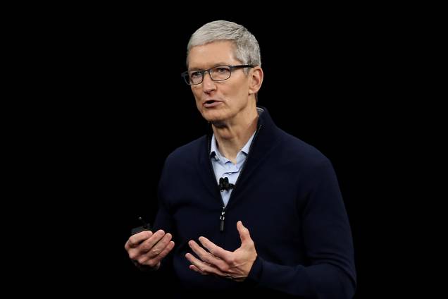 Tim Cook, CEO da Apple, durante lançamento dos novos produtos da marca em Cupertino, Califórnia