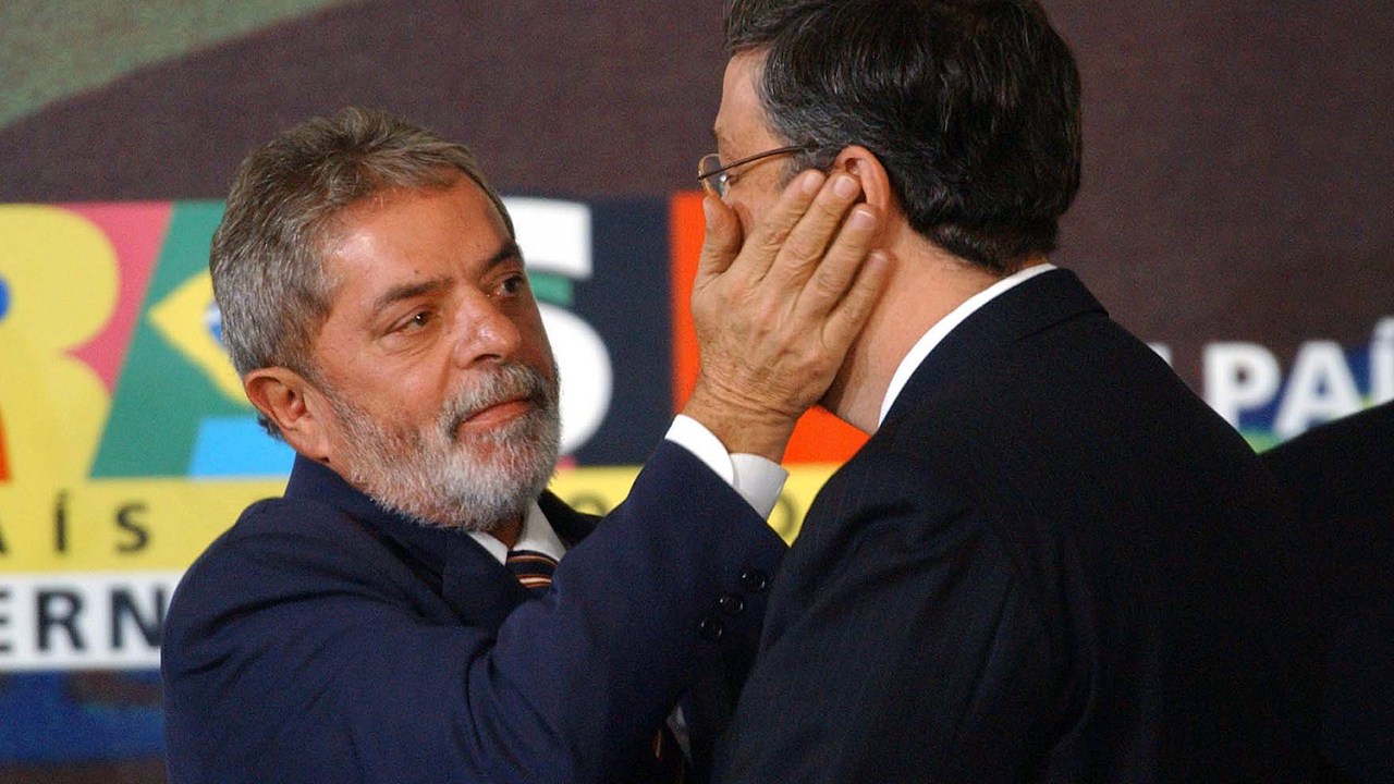 O ex-presidente Luiz Inácio Lula da Silva e o ex-ministro Antonio Palocci - 10/03/2006