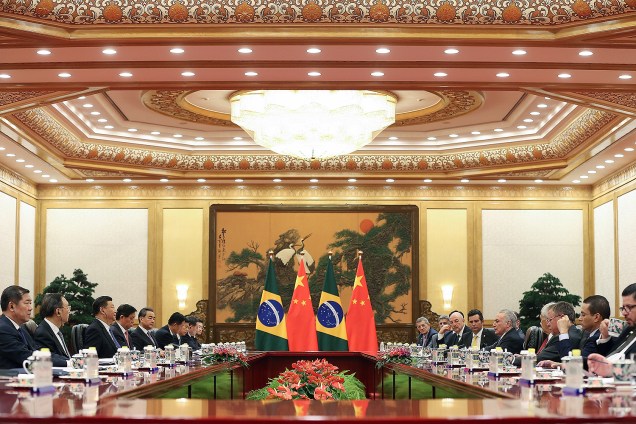 Michel Temer e o presidente chinês Xi Jinping, durante a encontro no Grande Salão do Povo, em Pequim, na China - 01/09/2017