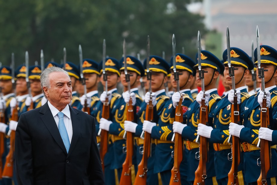 Michel Temer durante a cerimônia de boas-vindas no Grande Salão do Povo, em Pequim, na China - 01/09/2017