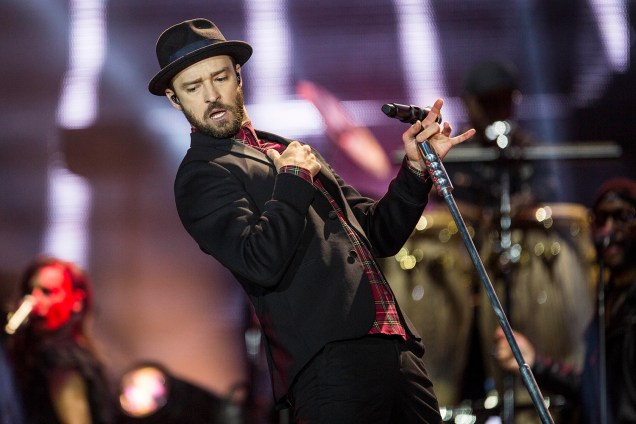 O cantor americano Justin Timberlake, durante show, no palco Mundo, no Rock in Rio, em Jacarepaguá, no Rio de Janeiro (RJ) - 17/09/2017