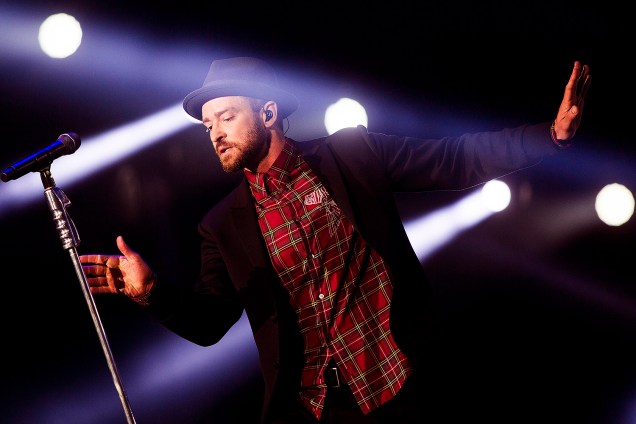 O cantor americano Justin Timberlake, durante show, no palco Mundo, no Rock in Rio, em Jacarepaguá, no Rio de Janeiro (RJ) - 17/09/2017
