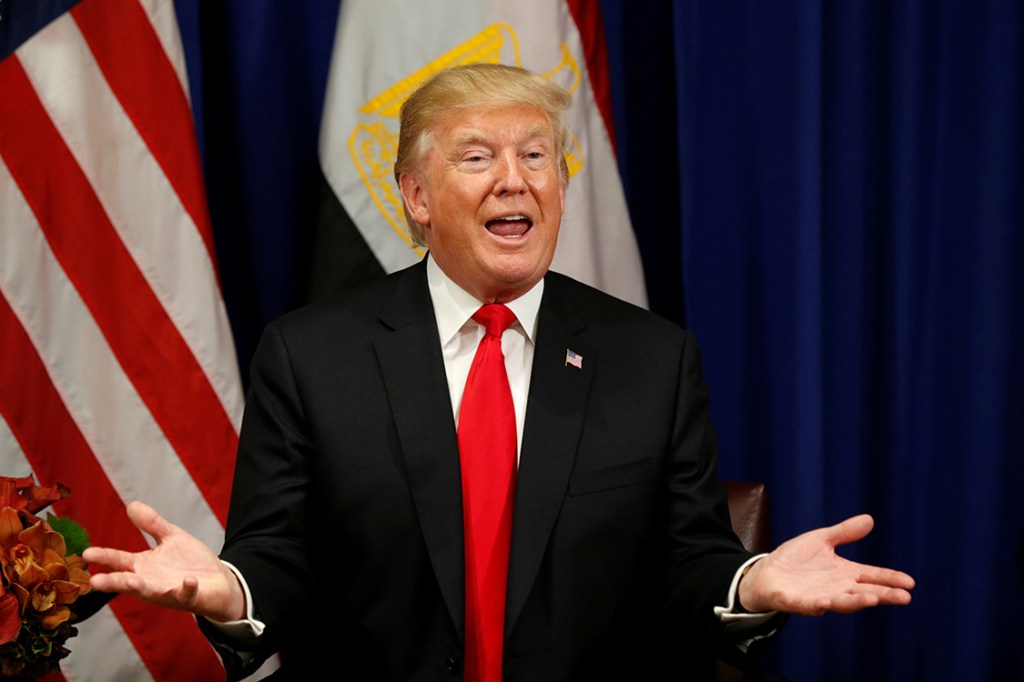 Presidente dos Estados Unidos, Donald Trump, durante conferência em Nova York