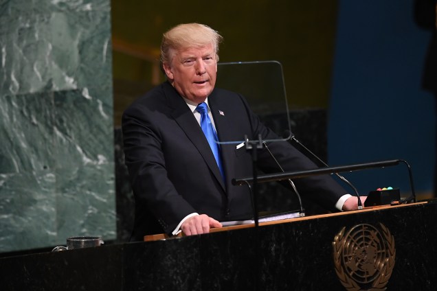 O presidente norte-americano, Donald Trump fala durante a 72ª Assembléia Geral das Nações Unidas na sede da ONU em Nova York - 19/09/2017