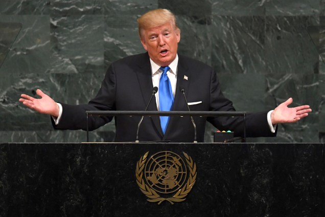 O presidente norte-americano, Donald Trump fala durante a 72ª Assembléia Geral das Nações Unidas na sede da ONU em Nova York - 19/09/2017