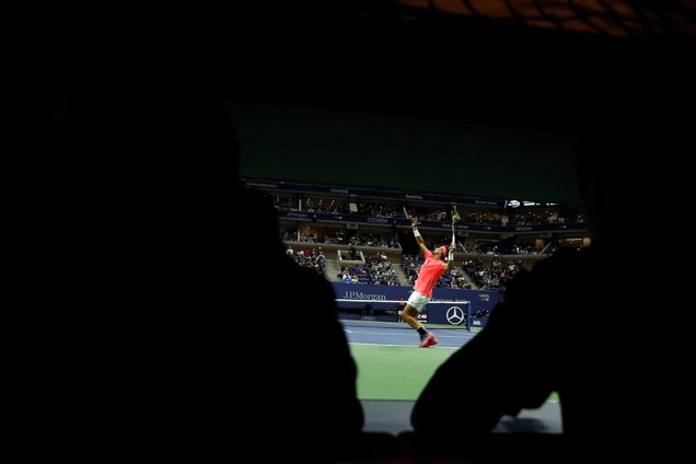 O espanhol Rafael Nadal durante partida contra o argentino Leonardo Mayer, no US Open, em Nova York