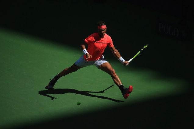 O espanhol Rafael Nadal durante partida contra o ucraniano  Alexandr Dolgopolov pelo US Open, em Nova York, nos Estados Unidos