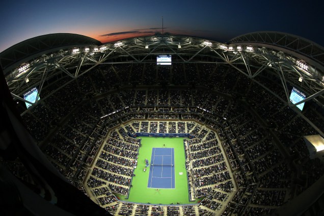 Vista aérea do USTA Billie Jean King National Tennis Center, no bairro do Queens, em Nova York, nos Estados Unidos