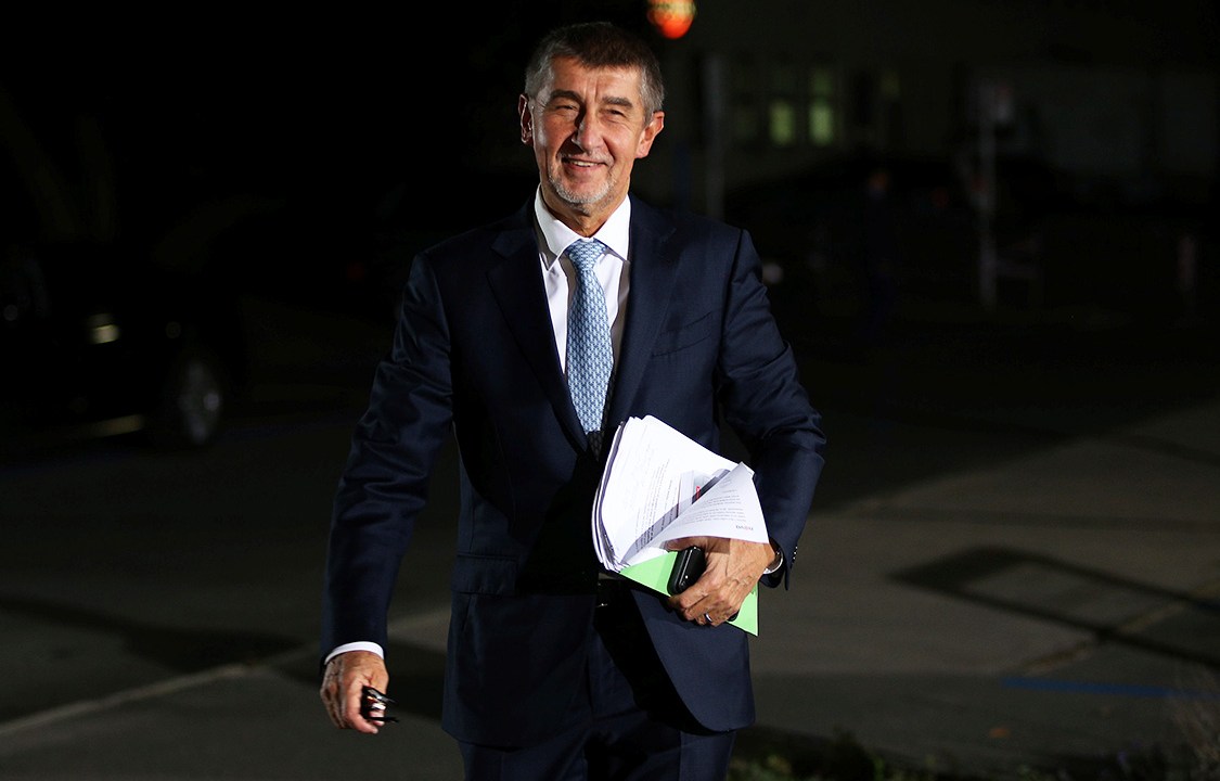 The leader of ANO party Andrej Babis arrives for a live broadcast of a debate before the country's parliamentary election in Prague, Czech Republic October 19, 2017. REUTERS/Milan Kammermayer