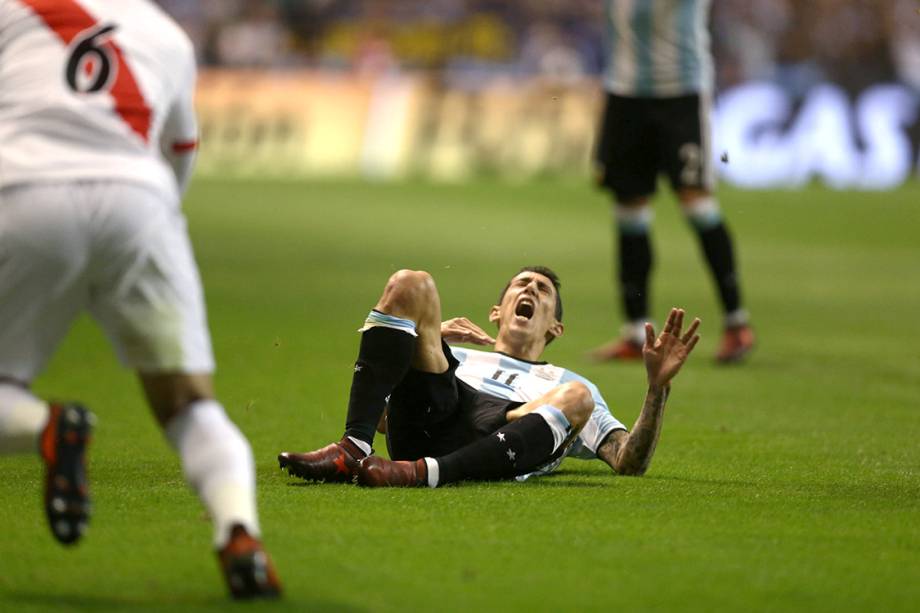 Di Maria durante partida entre Argentina e Peru, em Buenos Aires