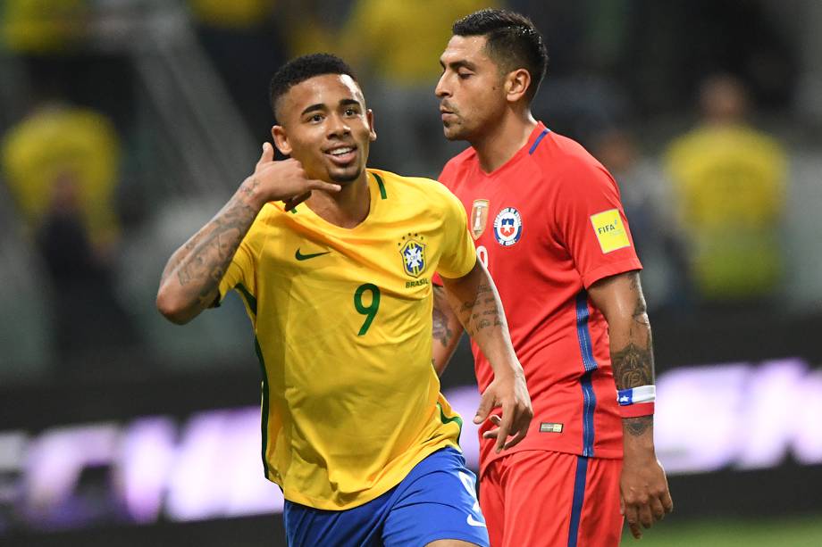 Gabriel Jesus comemora gol contra o Chile, pelas Eliminatórias da Copa da Rússia no Allianz Parque, em São Paulo - 10/10/2017