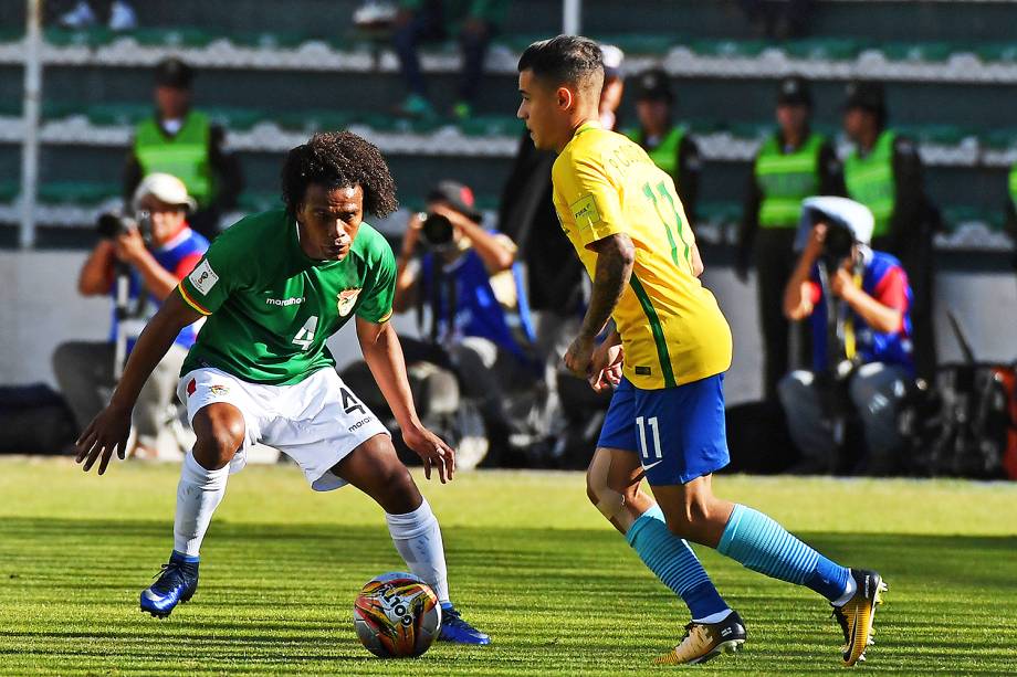 O jogador Philippe Coutinho da seleção brasileira durante partida contra a Bolívia, na penúltima rodada das eliminatórias sul-americanas da Copa da Rússia de 2018 - 05/10/2017
