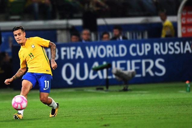 Philippe Coutinho durante o jogo entre Brasil e Chile realizado no Allianz Parque, Zona Oeste de São Paulo. A partida é válida pela última rodada das Eliminatórias para a Copa do Mundo Rússia 2018.