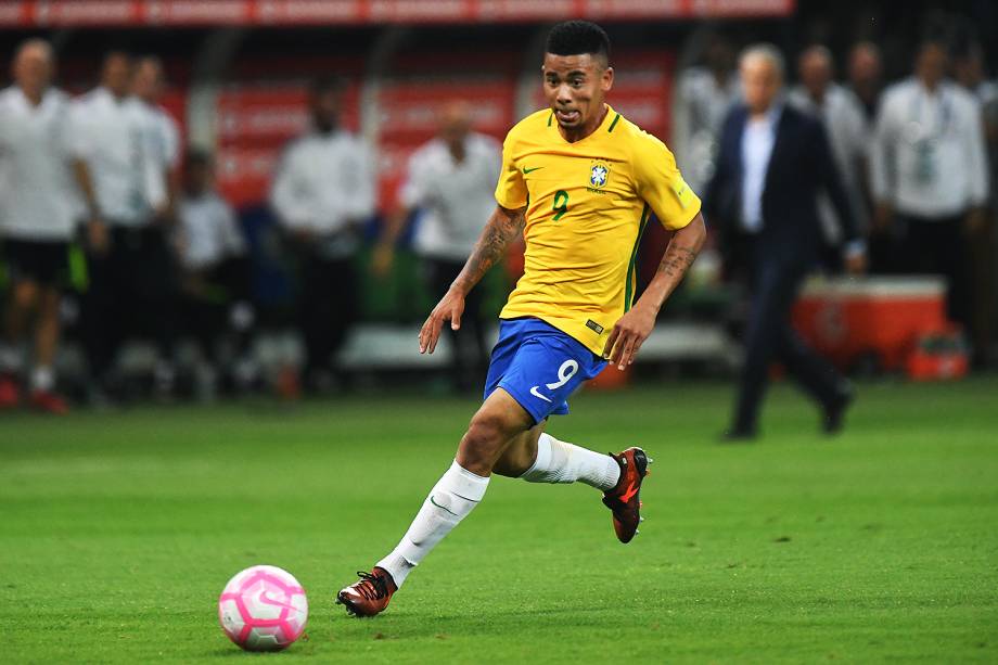 Gabriel Jesus marca gol durante jogo Brasil e Chile na Arena Allianz Parque, na zona Oeste da capital paulista - 10/10/2017