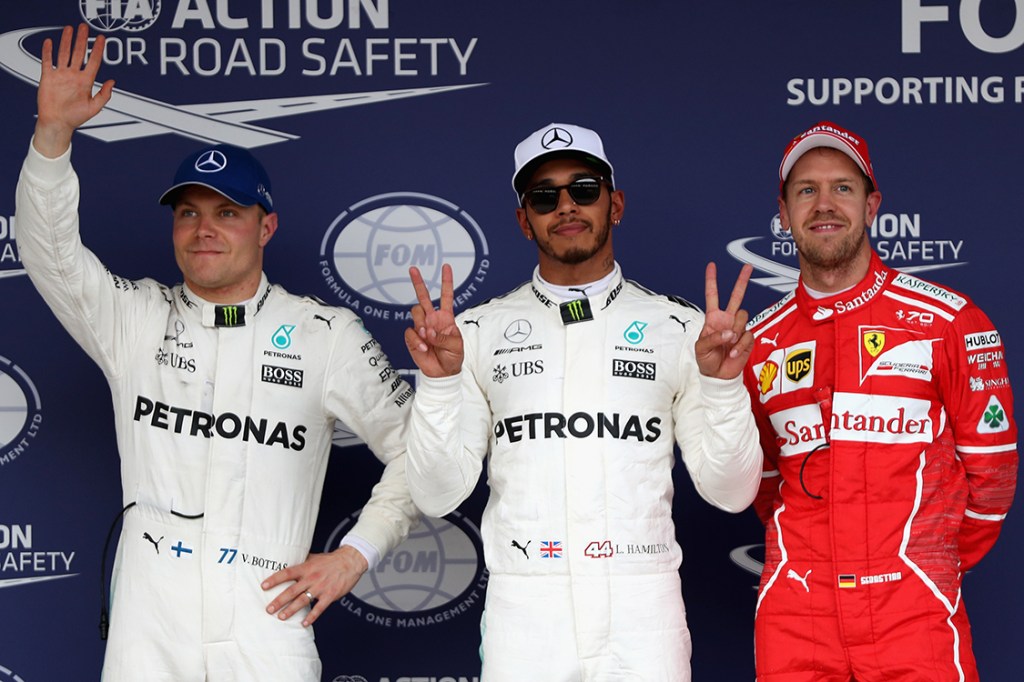 Lewis Hamilton, Valtteri Bottas e Sebastian Vettel são os três primeiros no qualificatório do GP em Suzuka, no Japão