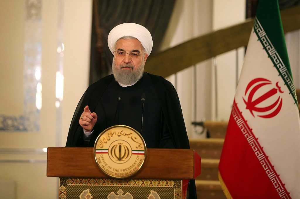 O presidente do Irã, Hassan Rouhani durante pronunciamento - 13/10/2017