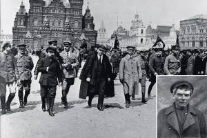 Ascensão – Lenin disfarçado na Finlândia, em 1917, no destaque e, já no poder, na Praça Vermelha, em Moscou, em 1919