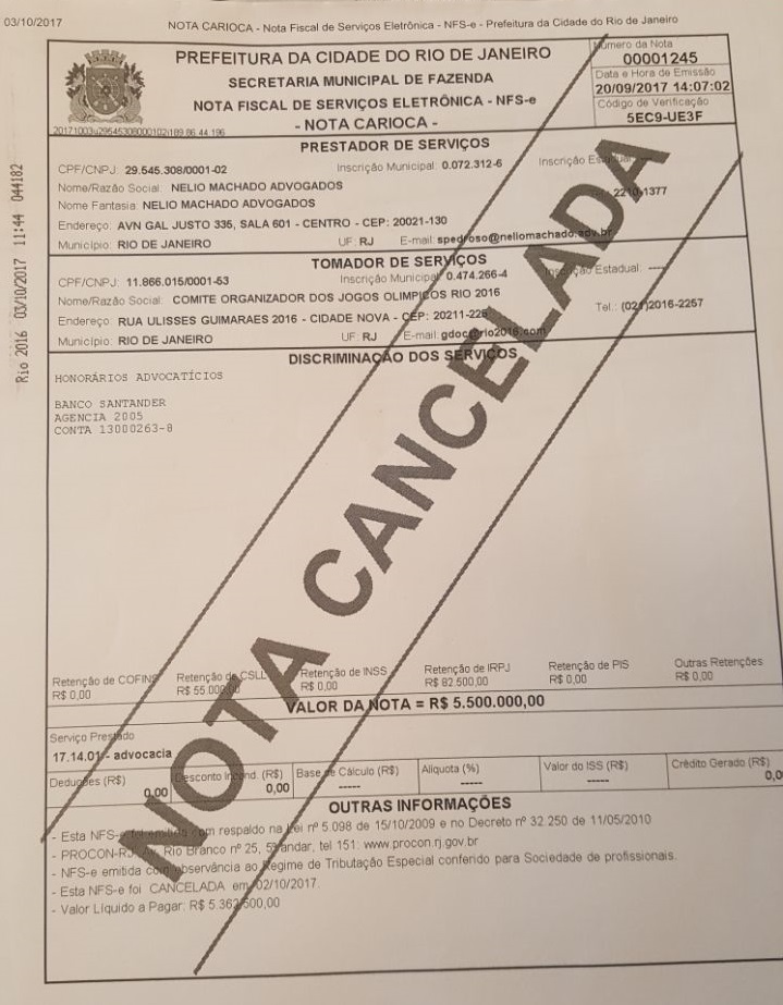 nota cancelada