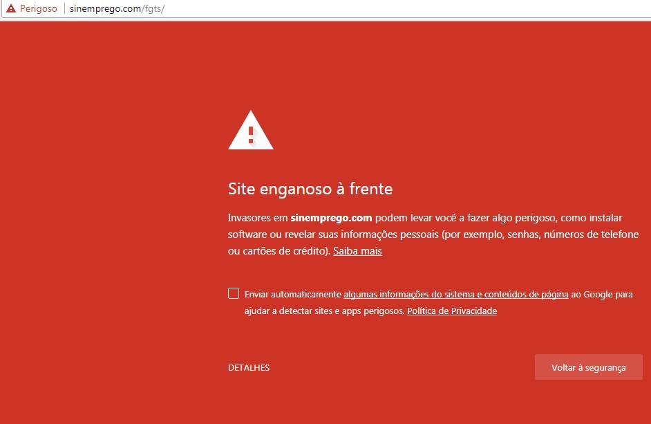 site enganoso