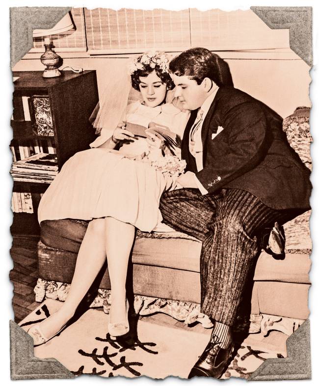 Casamento – Com a atriz Theresa Austregésilo, em 1959: Joe vira Jô