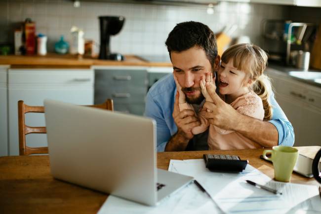 Father and daughter having fun