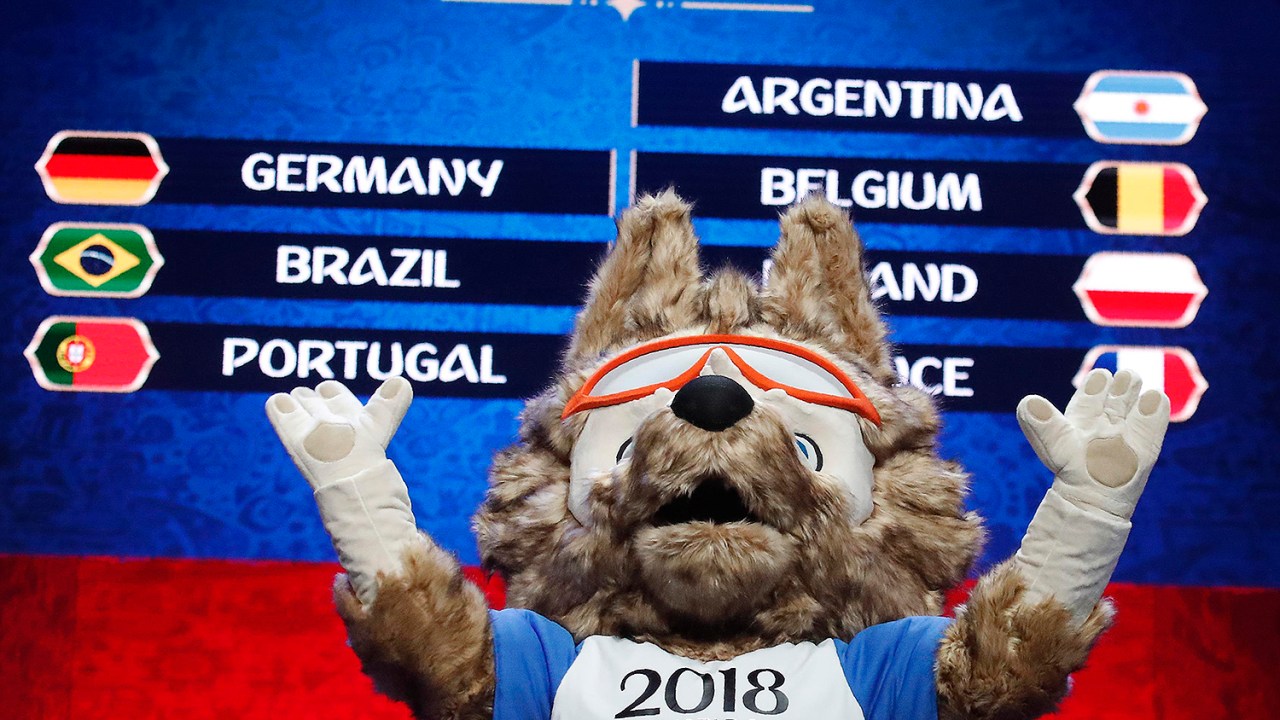 Zabivaka, mascote oficial da Copa do Mundo da Fifa em 2018, na Rússia