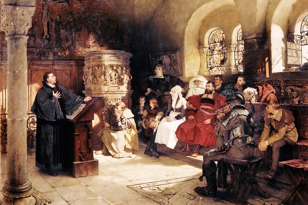 Reformista em ação - 'Martinho Lutero Prega em Wartburg', do pintor alemão Hugo Vogel: a Bíblia mais acessível