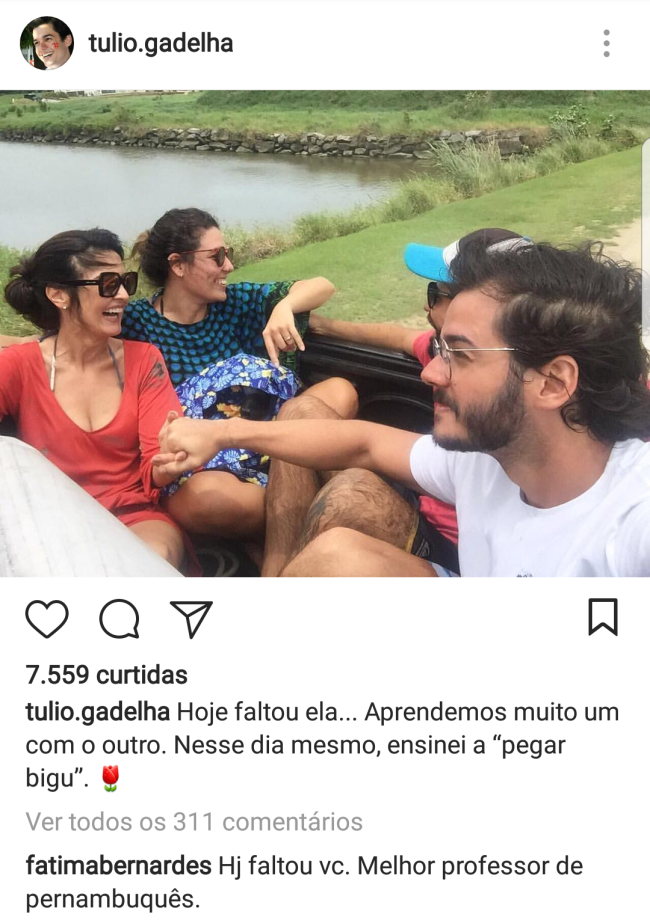 Túlio Gadêlha lamenta ausência de Fátima Bernardes em aniversário