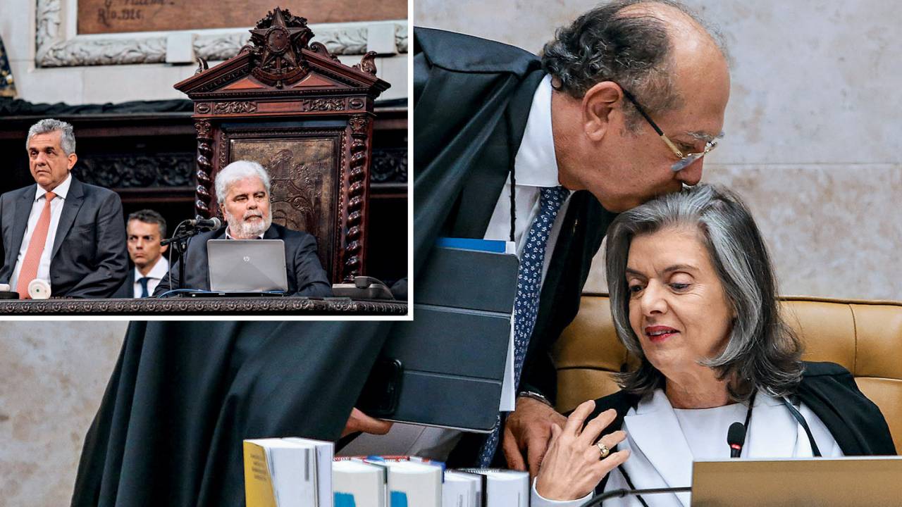 DF - STF/PARLAMENTARES/MEDIDAS CAUTELARES/JULGAMENTO - POLÕTICA - Os ministros Gilmar Mendes e Carmen L¿cia, presidente do STF (Supremo Tribunal Federal), durante sess¿o do STF que julga AÁ¿o Direta de Inconstitucionalidade que defende a necessidade de que medidas cautelares contra parlamentares serem autorizadas pela C¿mara ou pelo Senado, nesta quarta-feira, 11, em BrasÌlia. A aÁ¿o pode ou n¿o beneficiar o senador AÈcio Neves (PSDB-MG), afastado do mandato em setembro pela Primeira Turma da Corte. A primeira parte da sess¿o foi destinada para que o relator, ministro Edson Fachin, lesse o relatÛrio da aÁ¿o na qual explica os pedidos levados ¿ Corte. 11/10/2017 - Foto: ANDR¿ DUSEK/ESTAD¿O CONTE¿DO