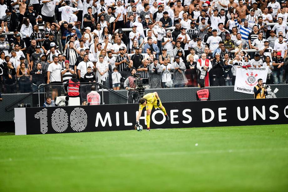 Cássio durante partida entre Corinthians e Palmeiras, na Arena Corinthians na zona leste de São Paulo, válida pela 32ª rodada do Campeonato Brasileiro 2017 - 05/11/2017