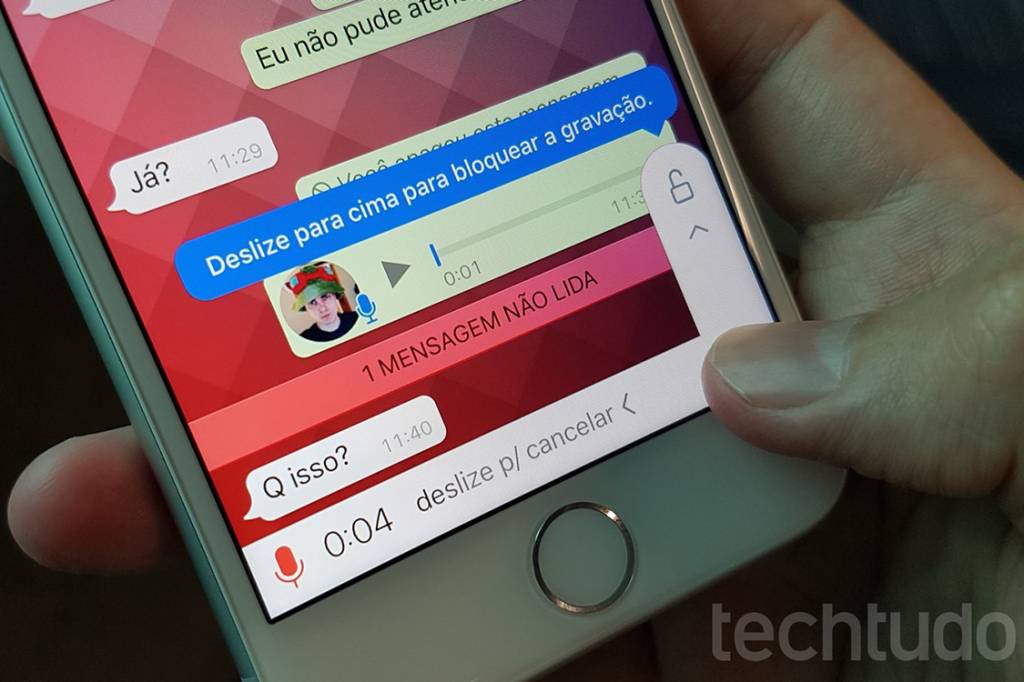 Gravação de mensagem de voz no WhatsApp