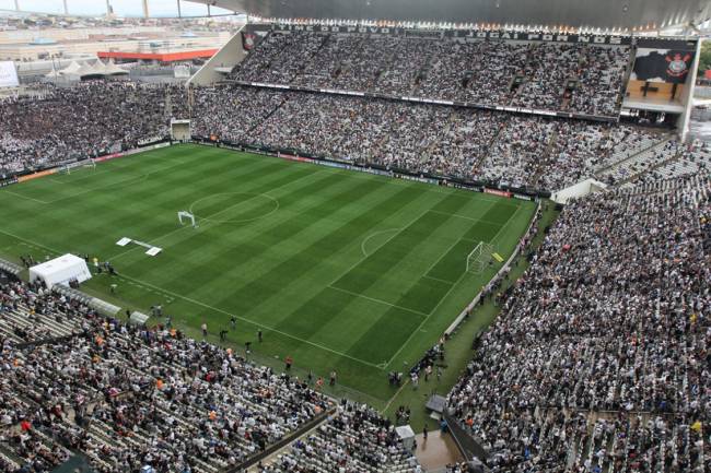 Estádio do Itaquerão lotado minutos antes do início do clássico entre Palmeiras e Corinthians, válida pelo Campeonato Brasileiro 2017