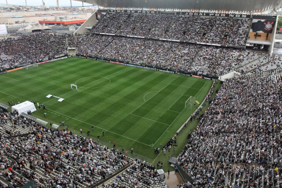 Estádio do Itaquerão lotado minutos antes do início do clássico entre Palmeiras e Corinthians, válida pelo Campeonato Brasileiro 2017