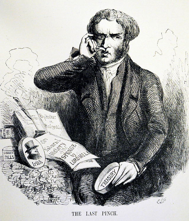 William Lamb, 2nd Viscount Melbourne (1779-1848), British Prime Minister, taking a last pinch of snuff. His administration fell in August 1841. Cartoon from ''Punch'', London, 1841. Photo by: (Universal History Archive/UIG via Getty images)