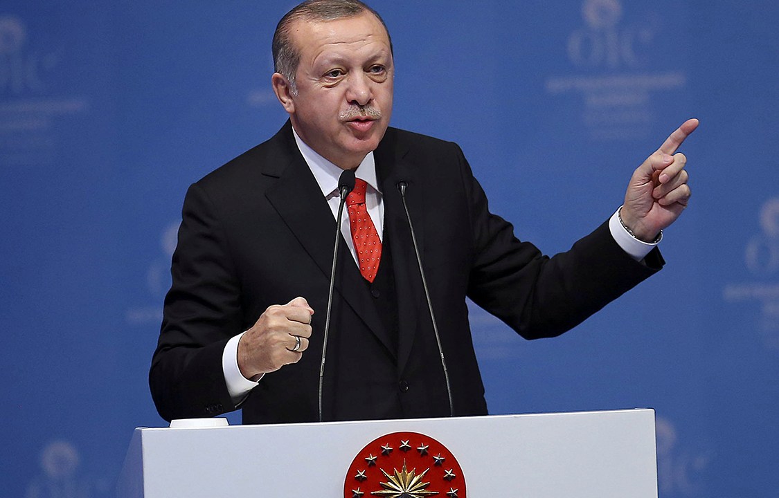 Presidente da Turquia, Recep Tayyip Erdoğan, durante coletiva de imprensa em Istambul, na Tuquia