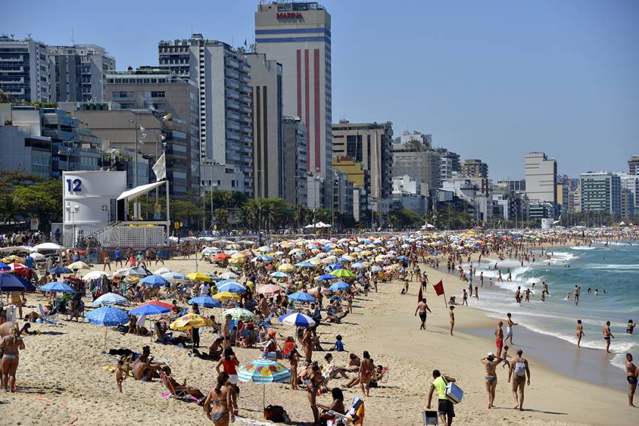 Vista da praia do Leblon, no Rio de Janeiro