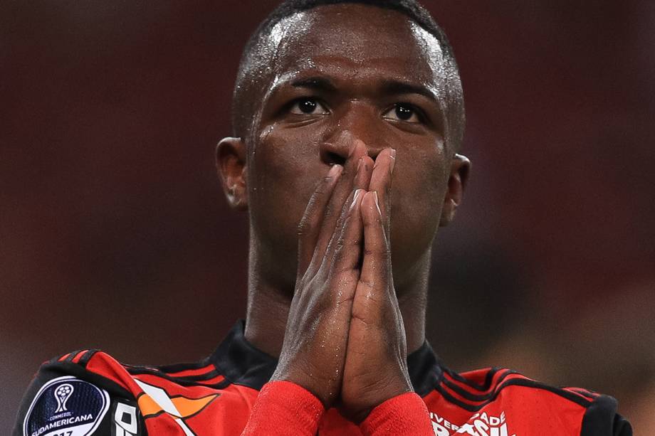 Vinicius Junior, do Flamengo, durante a partida contra o Independiente, pela Copa Sul-Americana, no Maracanã