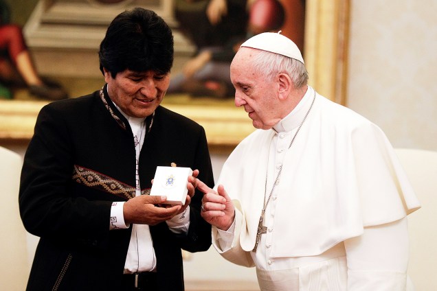 Papa Francisco recebe o presidente da Bolívia, Evo Morales, para uma reunião no Vaticano - 15/12/2017